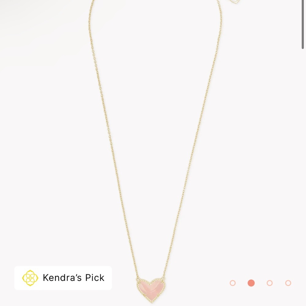 Kendra Scott Heart Necklace in Rose Quartz - Picture 2 of 3